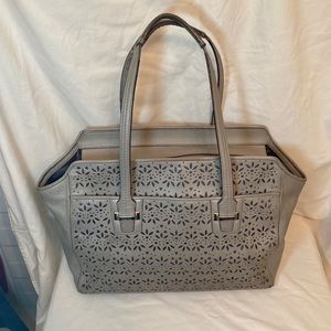 Leather Coach Purse with Floral Patterned